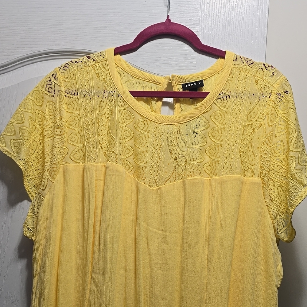 Torrid Yellow Lace Women's Mini Dress